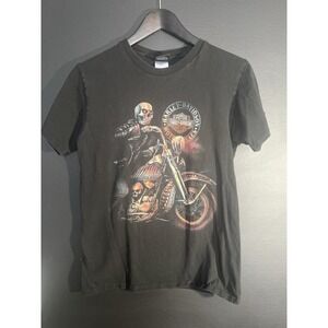 Harley Davidson T Shirt Mens Sz SmallSkull Ghost Rider Bad To The Bone lightning
